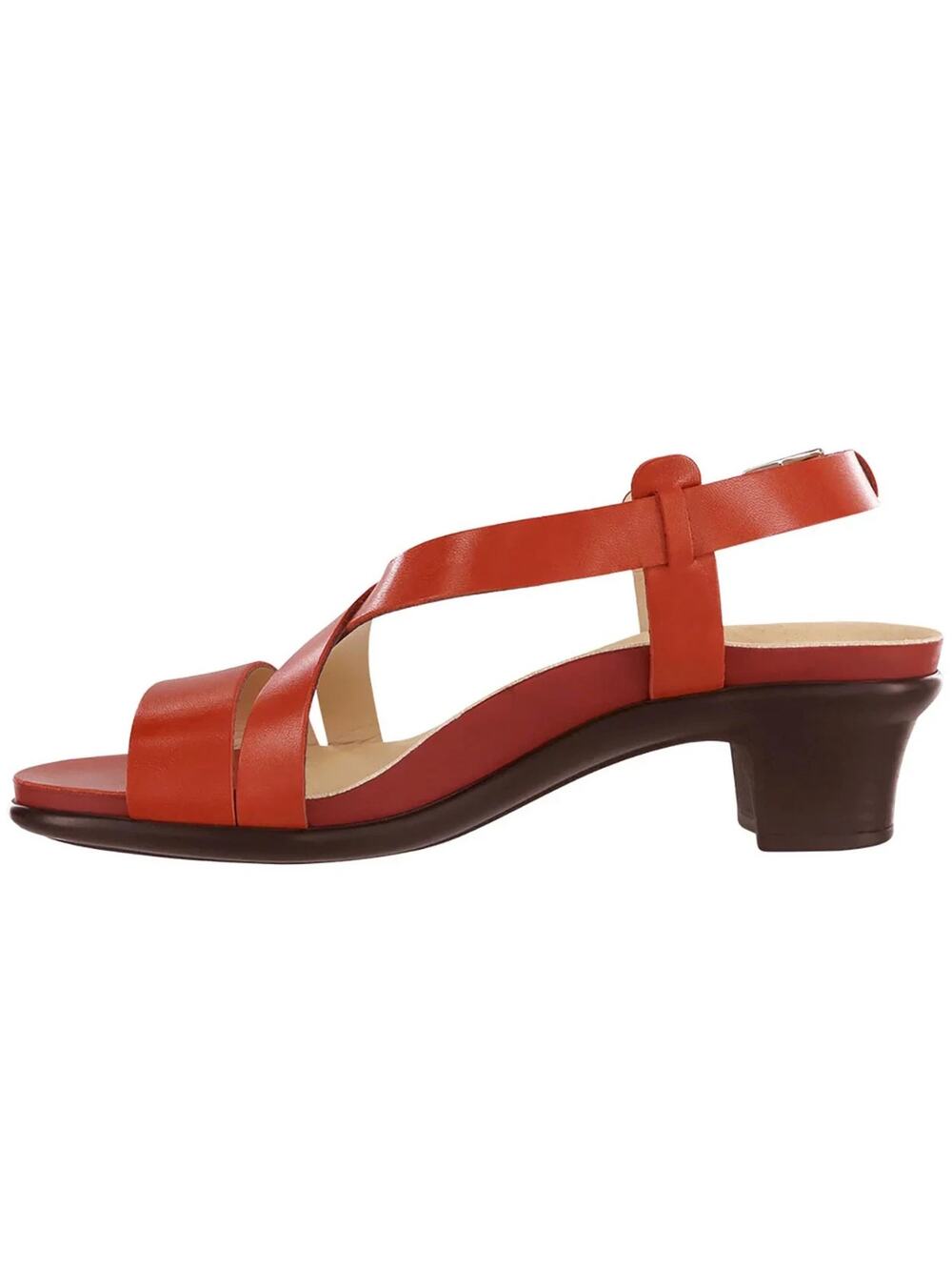 New SAS NOUVEAU Red Low Healed Dressy Summer Sandals 8.5 W W wide wide